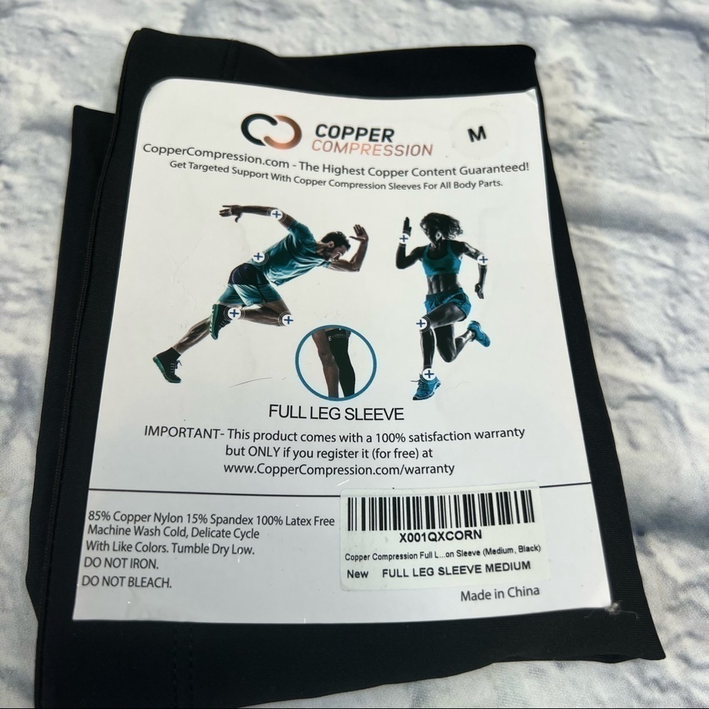 Copper compression full leg sleeve size M